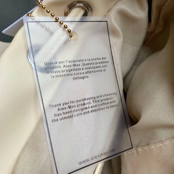 ITALIAN ALEX MAX NUDE BEIGE RUFFLE PEARL BACKPACK BAG PURSE TOTE - Picture 8 of 8